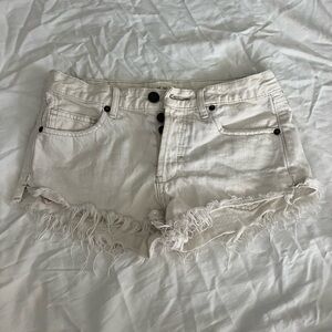 Free People “We The Free” White jean shorts